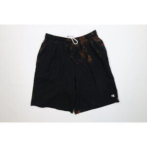 Vintage Y2K Champion Mens Medium Custom Acid Wash Above Knee Shorts Black Cotton
